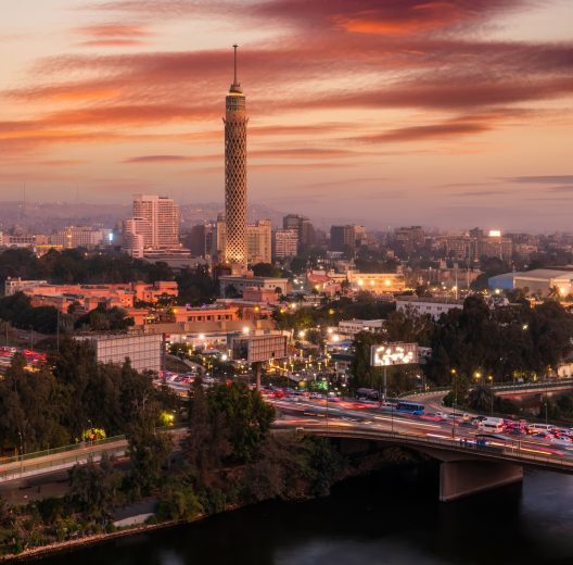 Beautiful view of Cairo and the Nile at dusk. Egypt